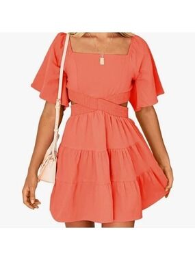 Shy Velvet Women's Summer Dress Square Neck Short Sleeves NWT Size S